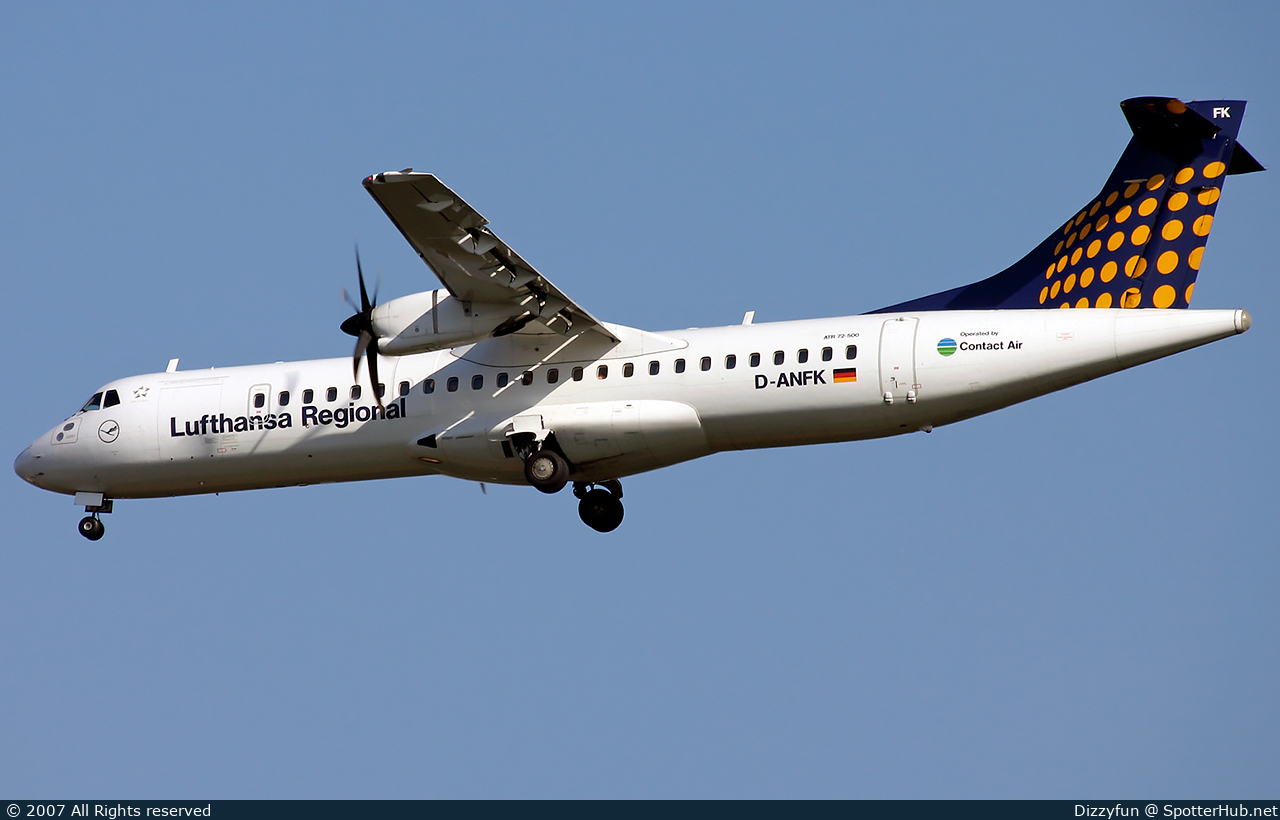 Photo of D-ANFK - ATR 72-500 operated by Lufthansa Regional (opb Contact Air)
