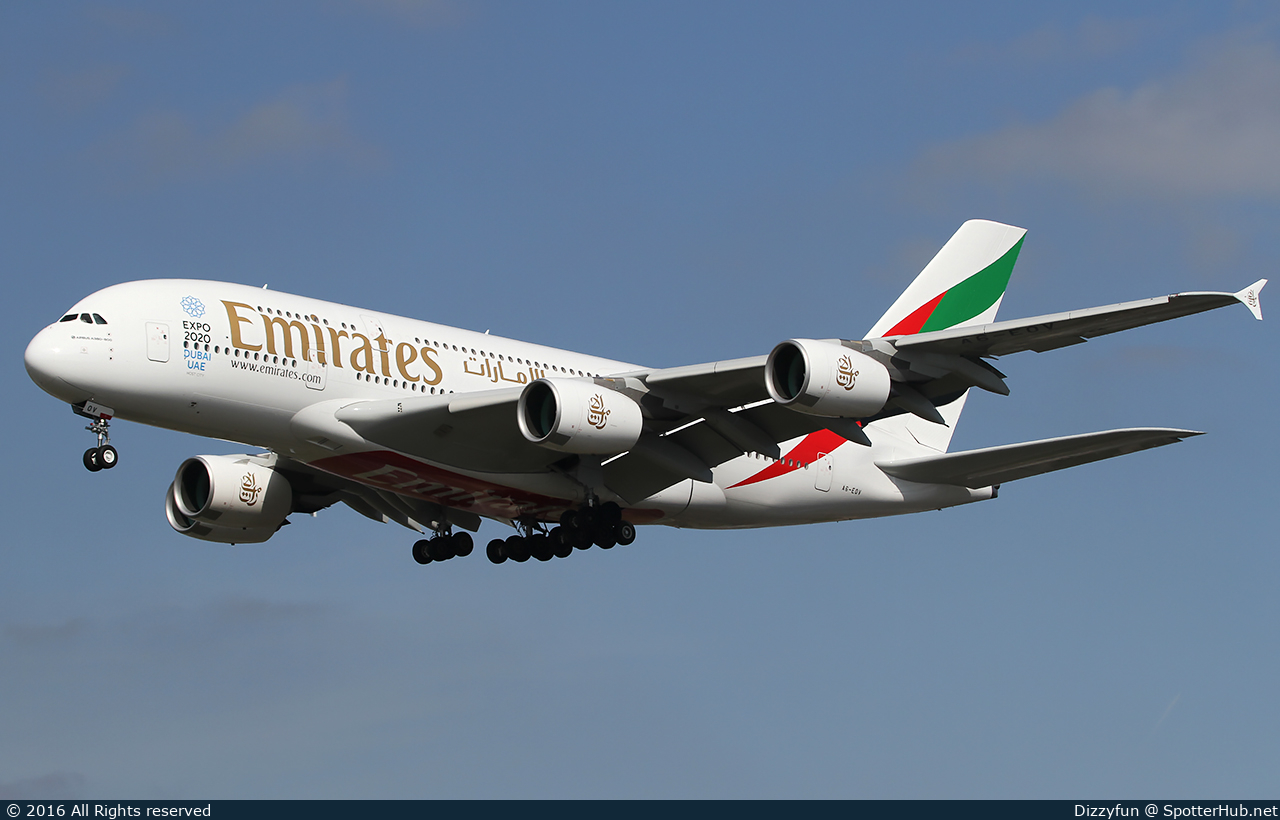Photo of A6-EOV - Airbus A380-861 operated by Emirates