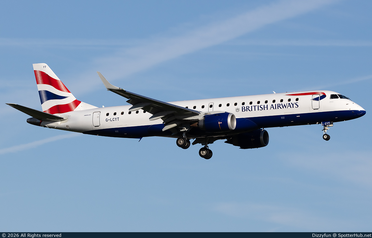 Photo of G-LCYT - Embraer ERJ-190SR operated by BA CityFlyer