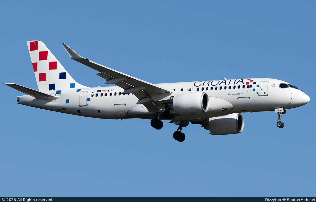Photo of 9A-CAQ - Airbus A220-100 operated by Croatia Airlines