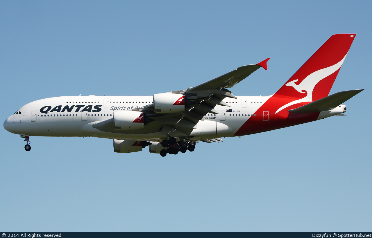 Photo of VH-OQC - Airbus A380-842 operated by Qantas
