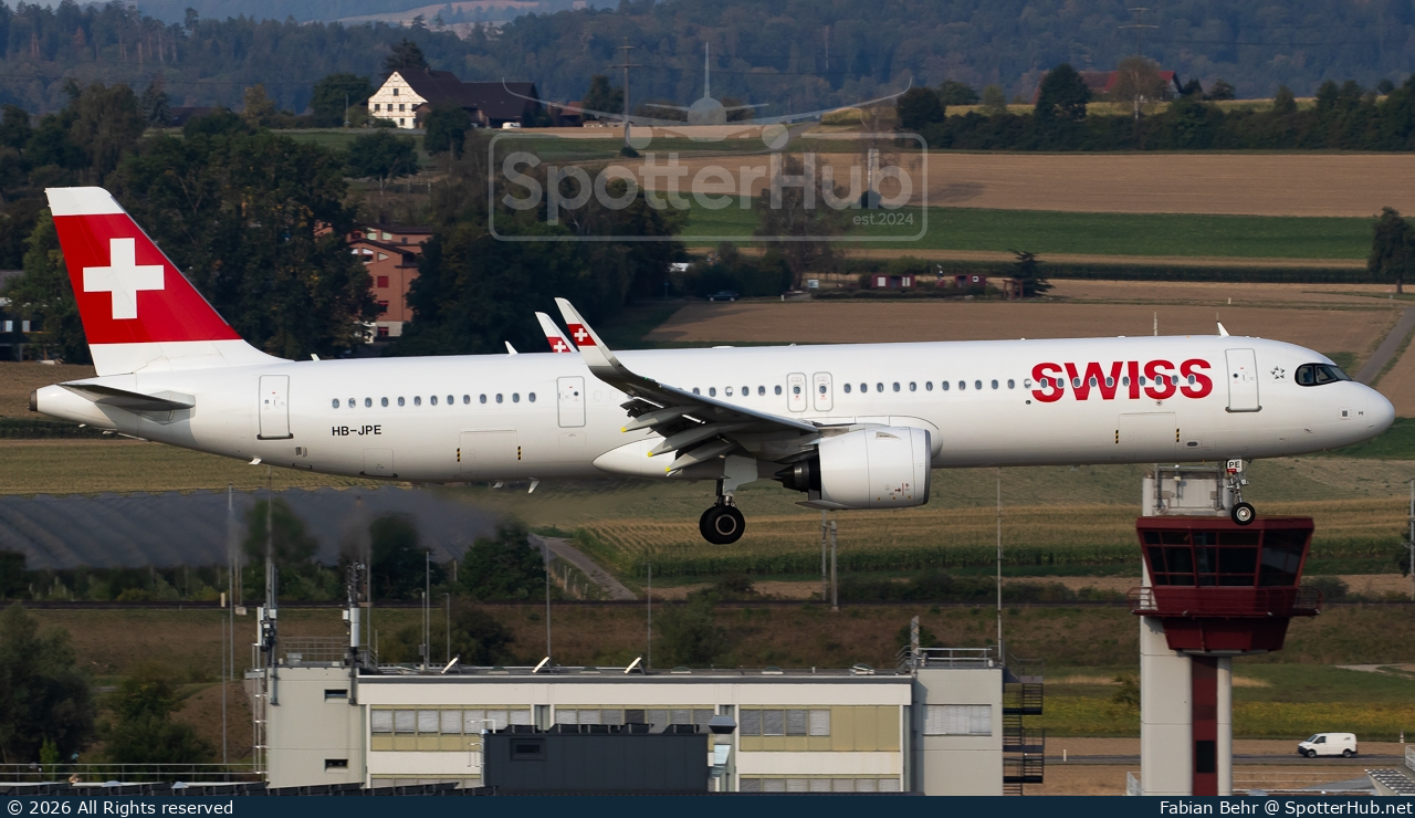 Photo of HB-JPE - Airbus A321-271NX operated by Swiss International Air Lines