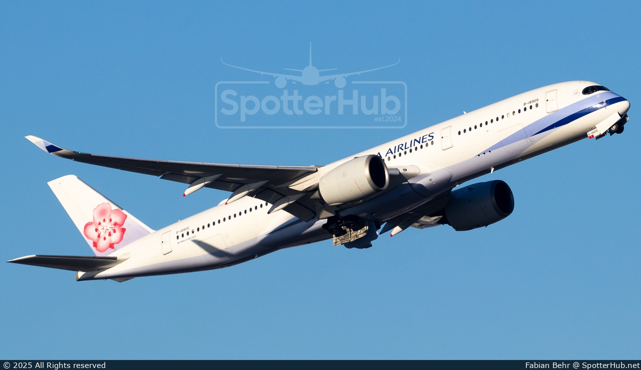 Photo of B-18905 - Airbus A350-941 operated by China Airlines