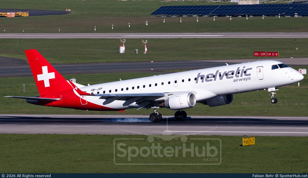Photo of HB-JVP - Embraer ERJ-190LR operated by Helvetic Airways