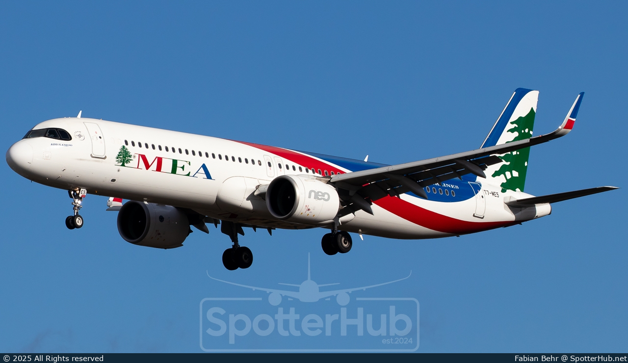 Photo of T7-ME5 - Airbus A321-271NX operated by MEA Middle East Airlines