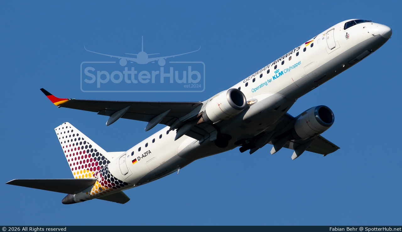 Photo of D-AZFA - Embraer ERJ-190LR operated by KLM Cityhopper (opb German Airways)