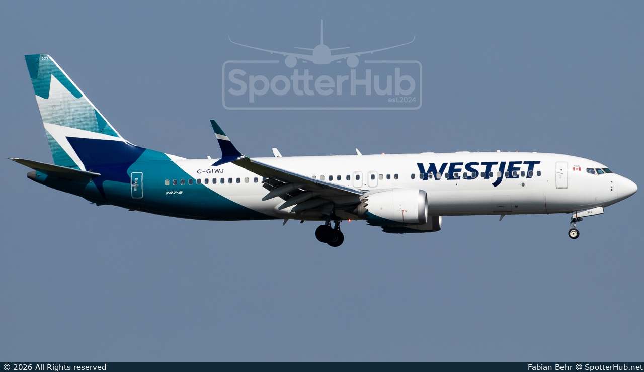 Photo of C-GIWJ - Boeing 737 MAX 8 operated by WestJet Airlines