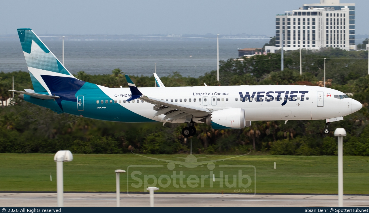 Photo of C-FHCM - Boeing 737 MAX 8 operated by WestJet Airlines