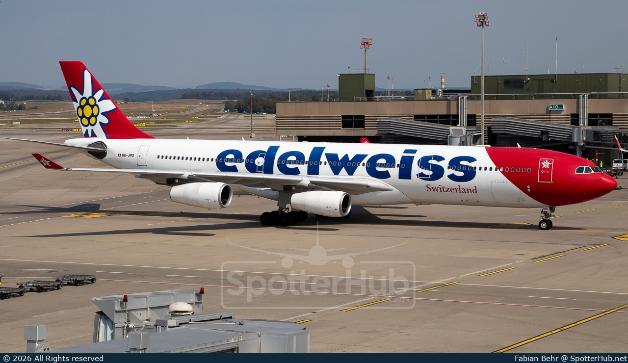 Photo of HB-JMD - Airbus A340-313 operated by Edelweiss Air