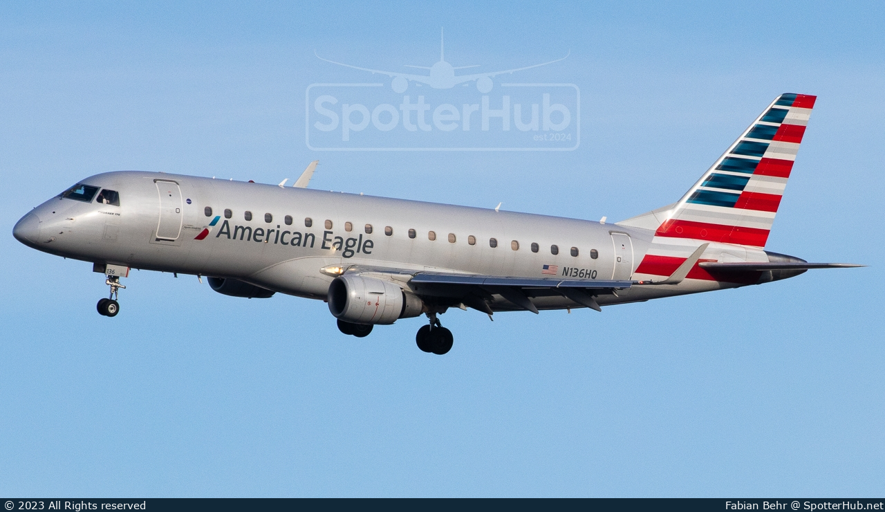 Photo of N136HQ - Embraer ERJ-175LR operated by American Eagle (opb Republic Airways)