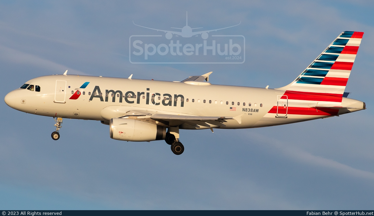 Photo of N838AW - Airbus A319-132 operated by American Airlines