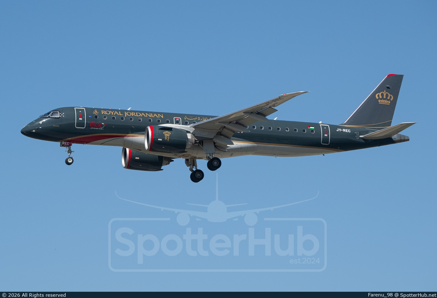 Photo of JY-REC - Embraer ERJ-190-E2 operated by Royal Jordanian Airlines