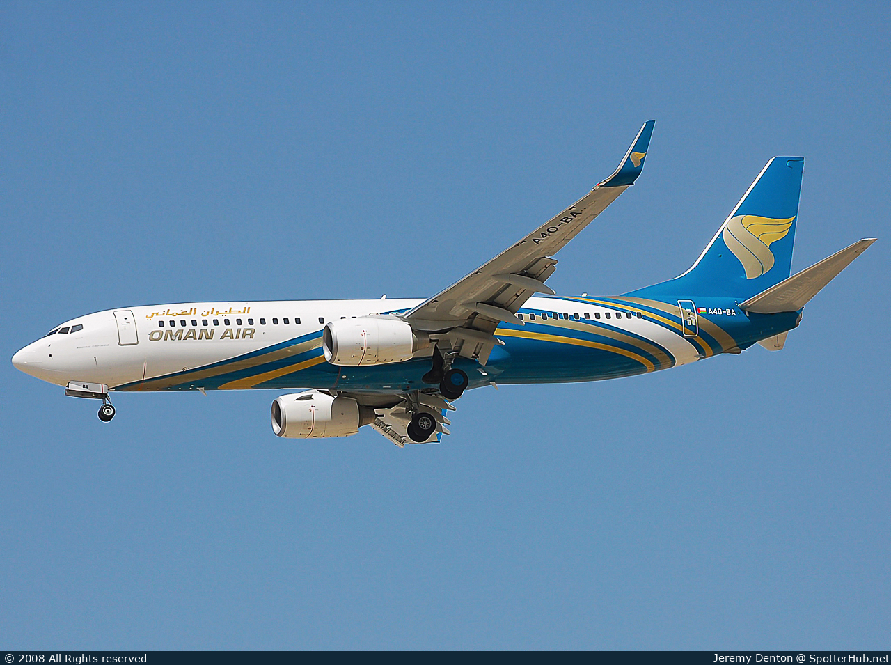 Photo of A4O-BA - Boeing 737-8BK operated by Oman Air
