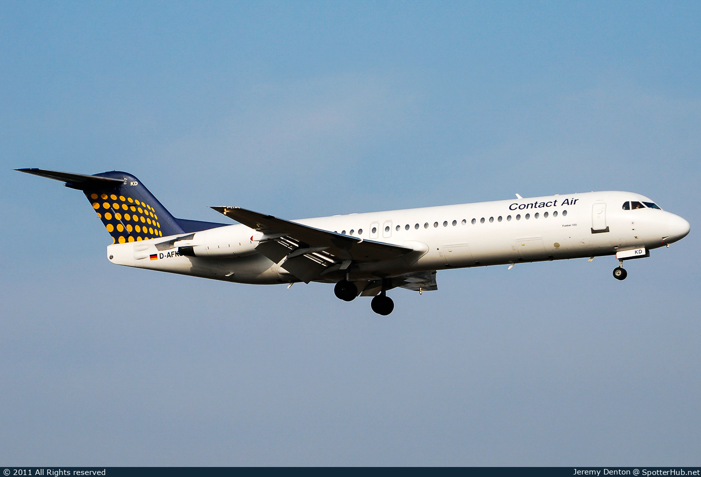 Photo of D-AFKD - Fokker 100 operated by Contact Air