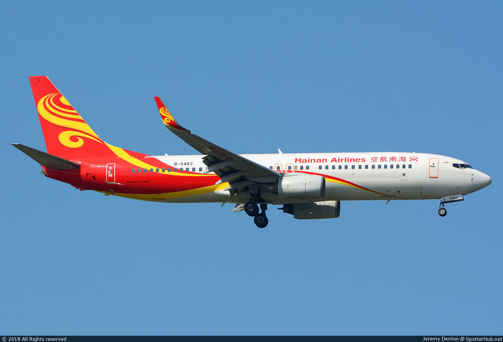 Photo of B-5483 - Boeing 737-84P operated by Hainan Airlines