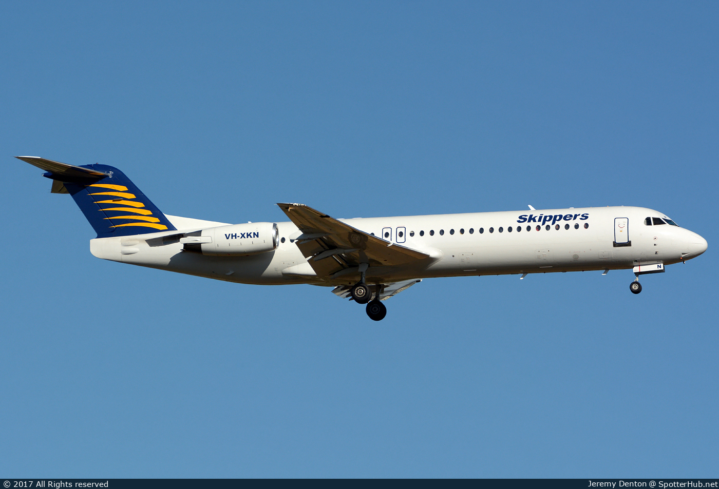 Photo of VH-XKN - Fokker 100 operated by Skippers Aviation