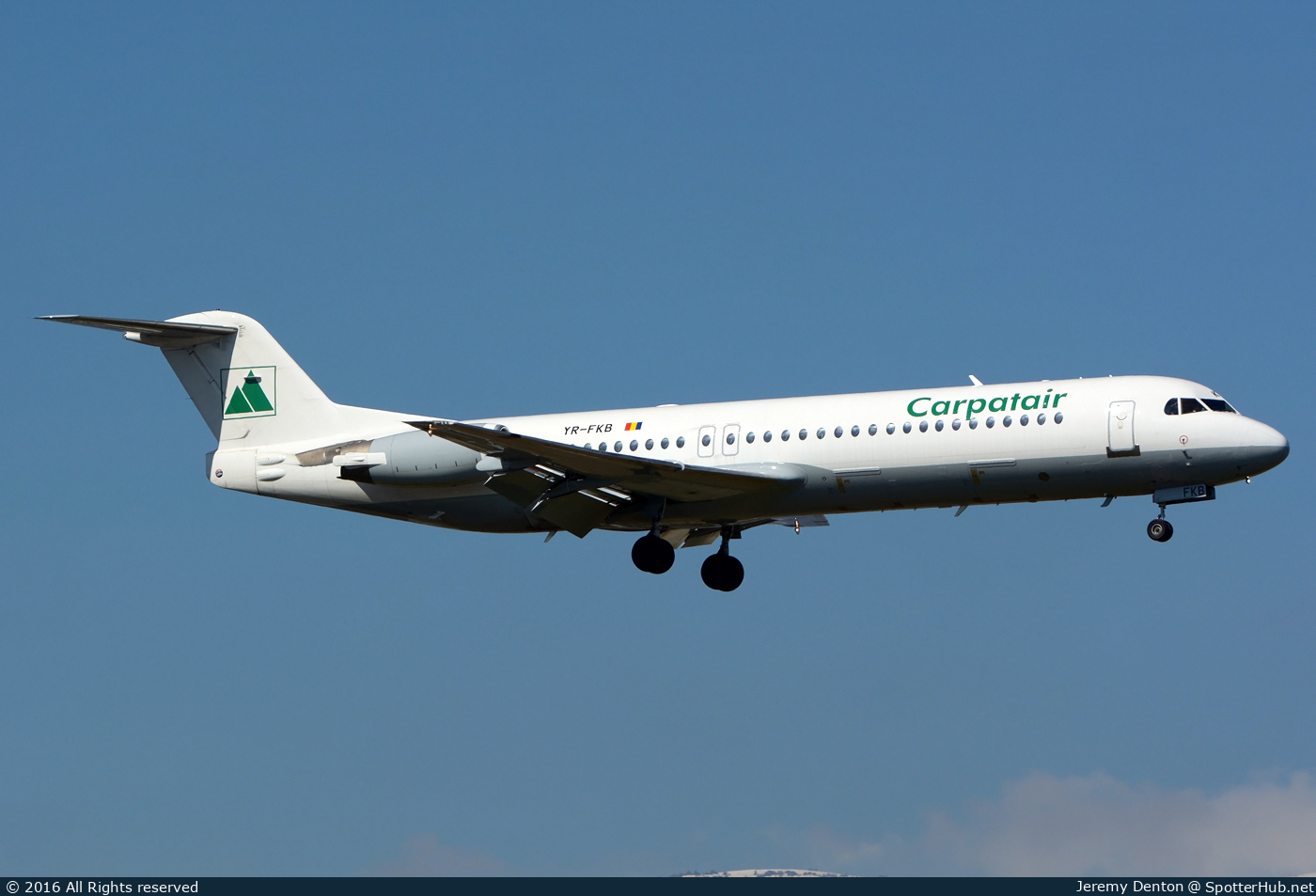 Photo of YR-FKB - Fokker 100 operated by Carpatair