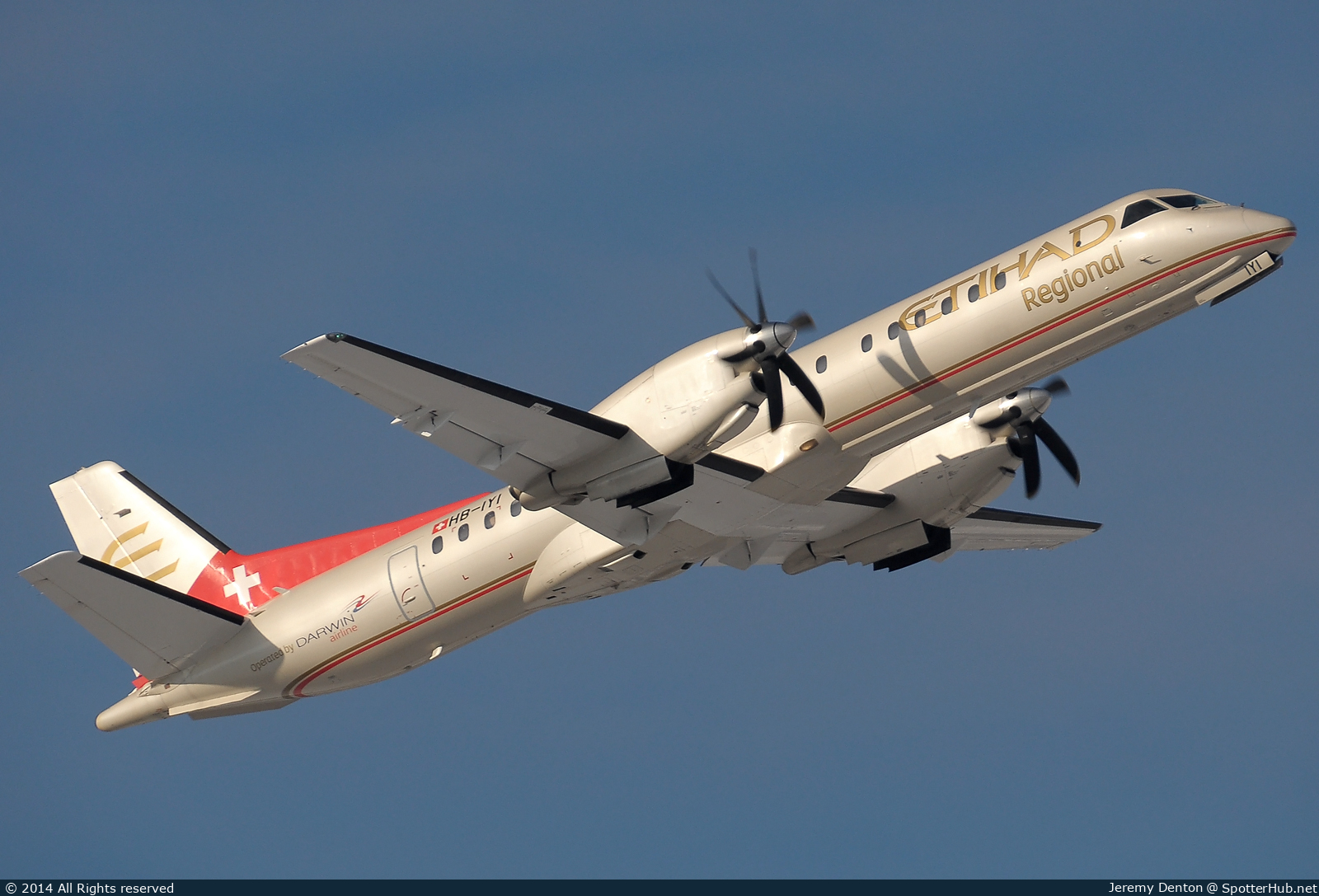 Photo of HB-IYI - Saab 2000 operated by Etihad Regional (opb Darwin Airline)
