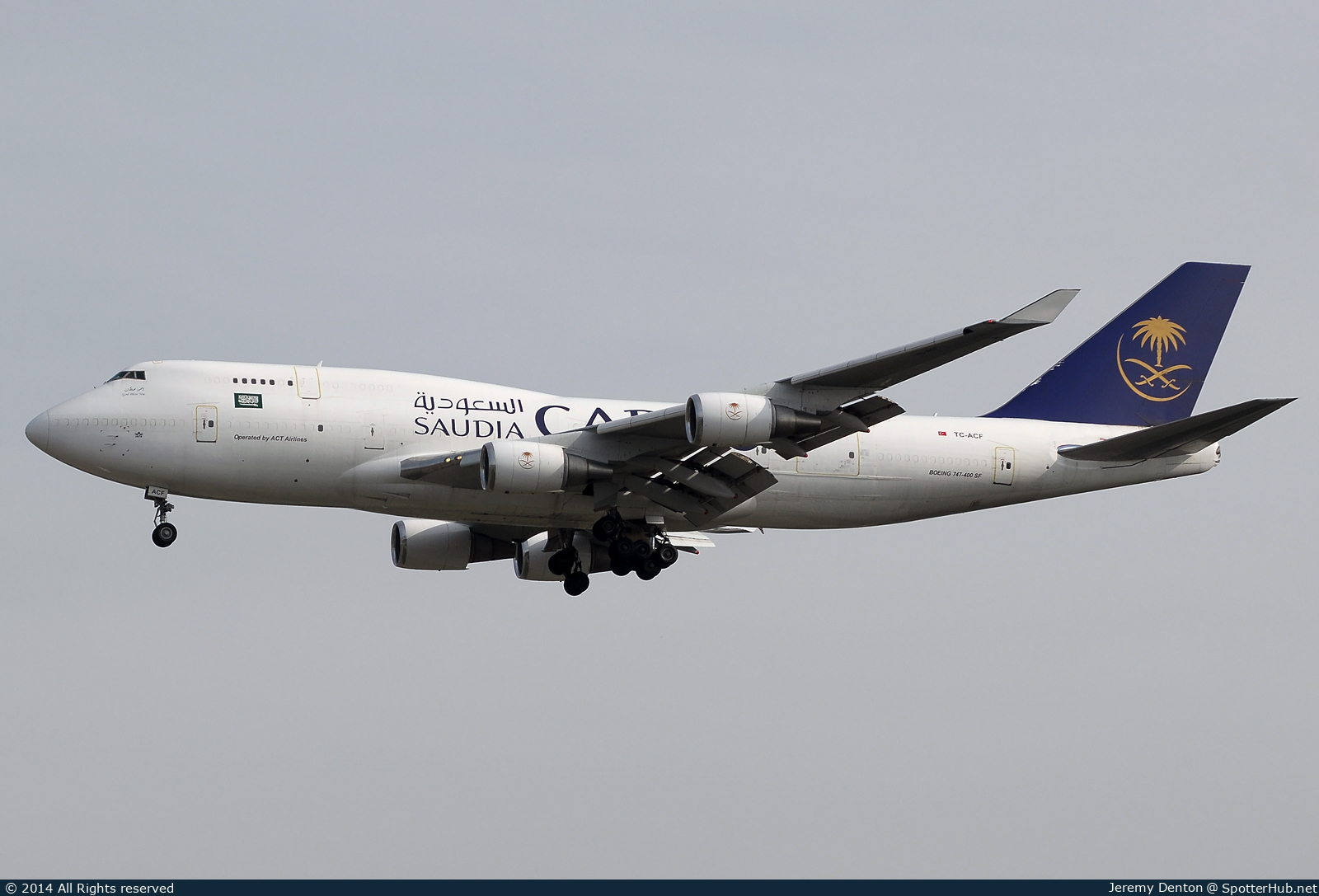 Photo of TC-ACF - Boeing 747-481(BDSF) operated by Saudia Cargo (opb Air ACT)
