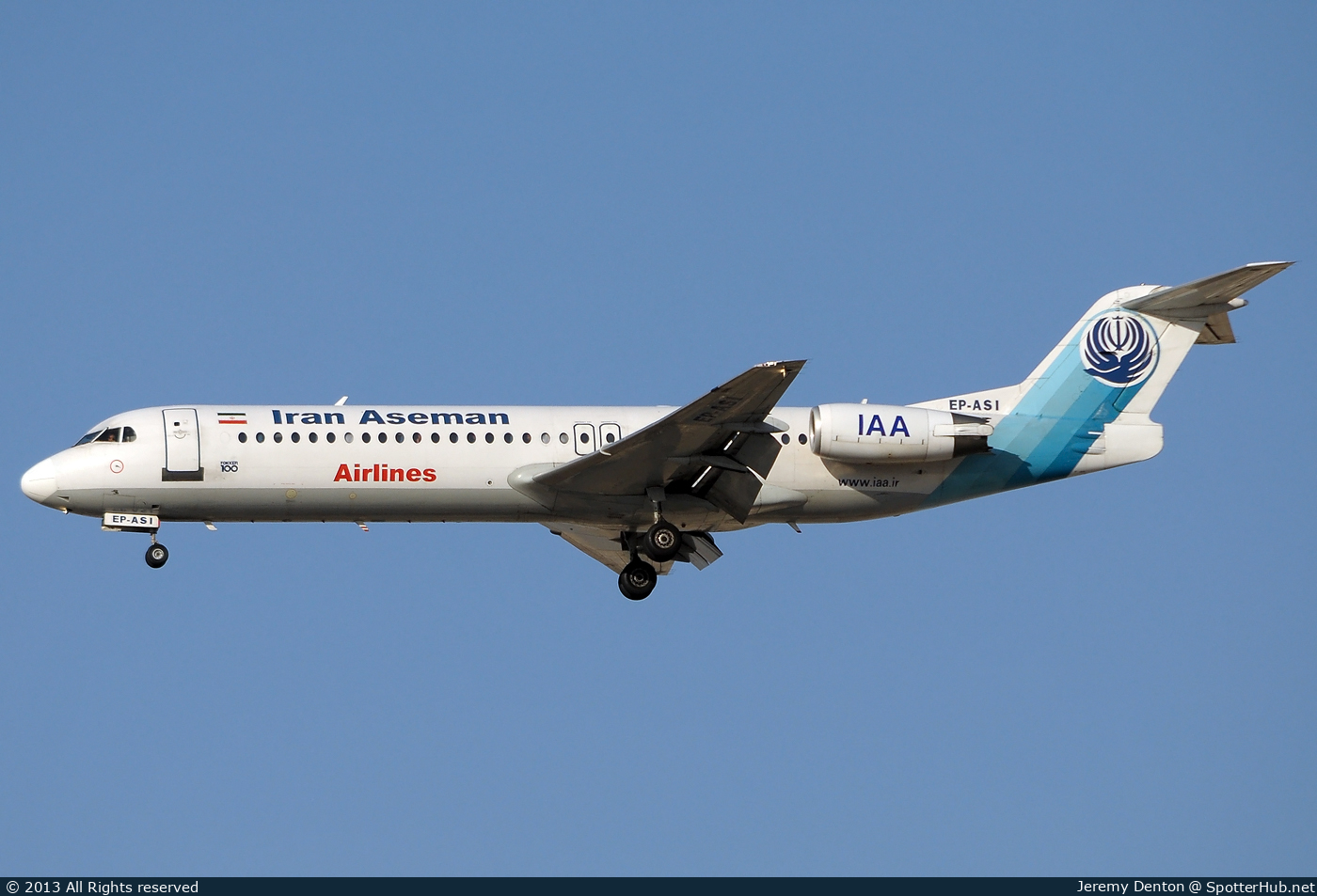 Photo of EP-ASI - Fokker 100 operated by Iran Aseman Airlines