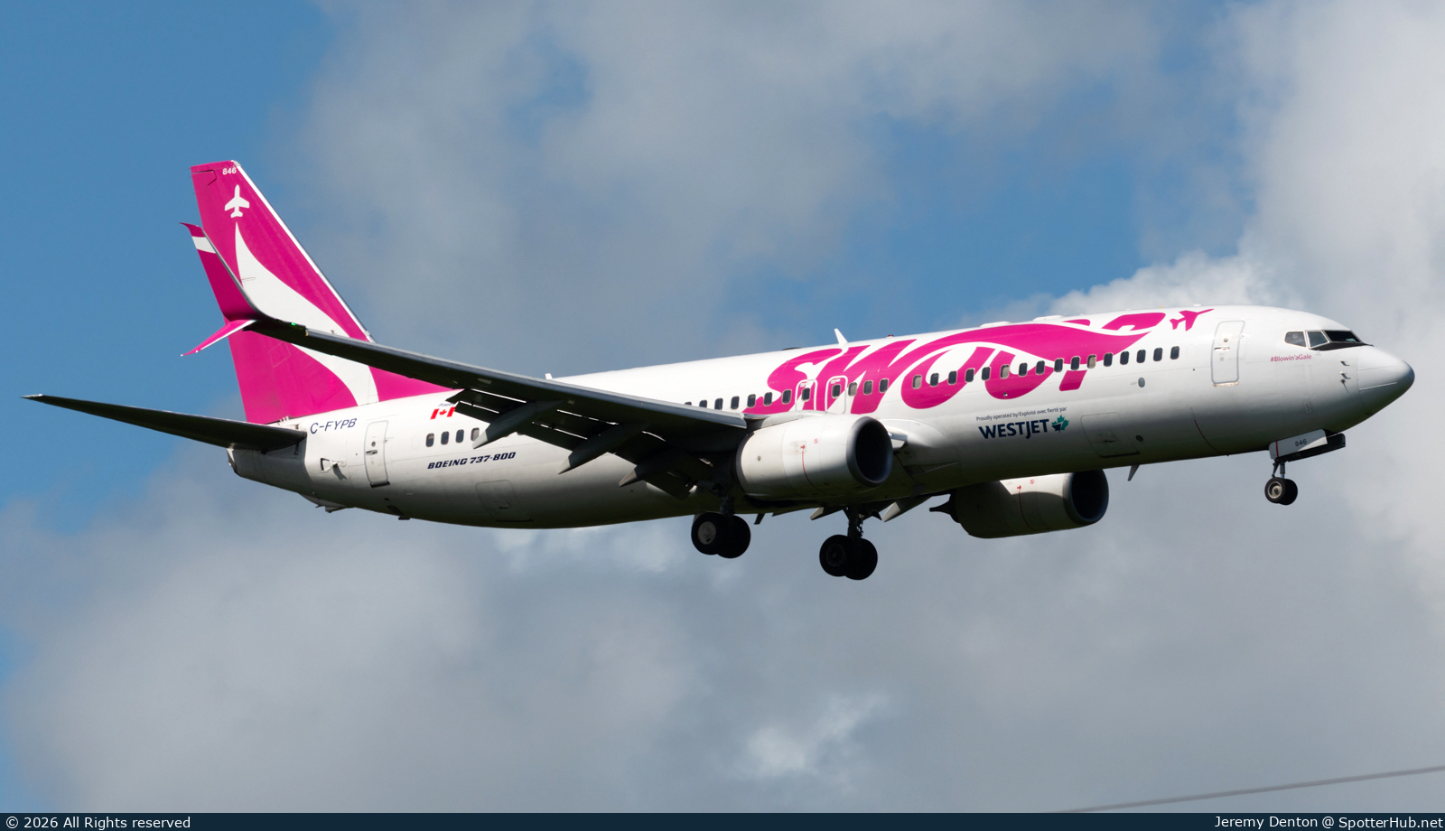 Photo of C-FYPB - Boeing 737-8CT operated by WestJet Airlines