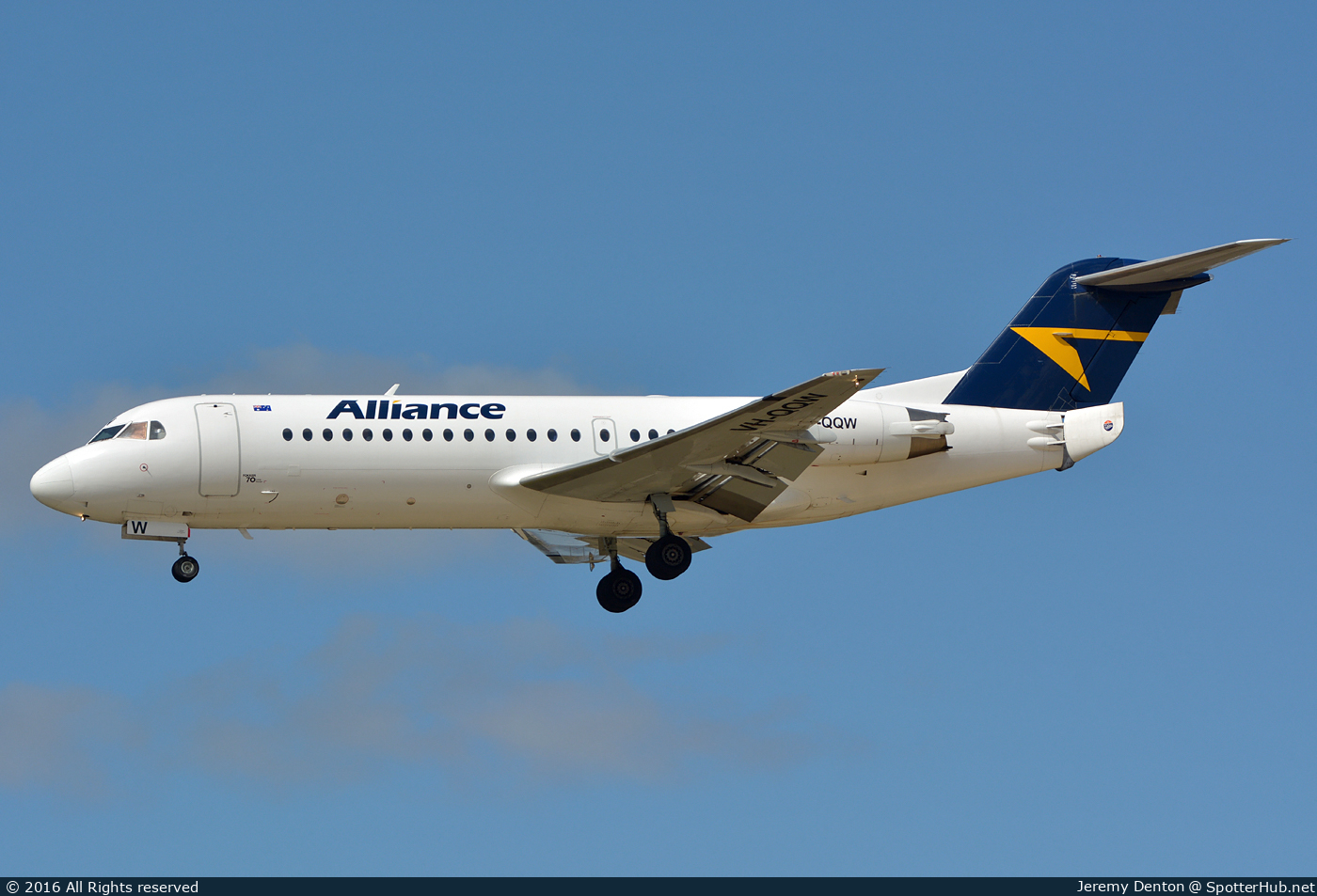 Photo of VH-QQW - Fokker 70 operated by Alliance Airlines