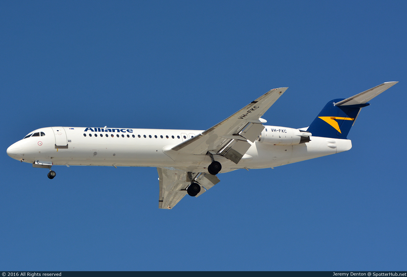 Photo of VH-FKC - Fokker 100 operated by Alliance Airlines