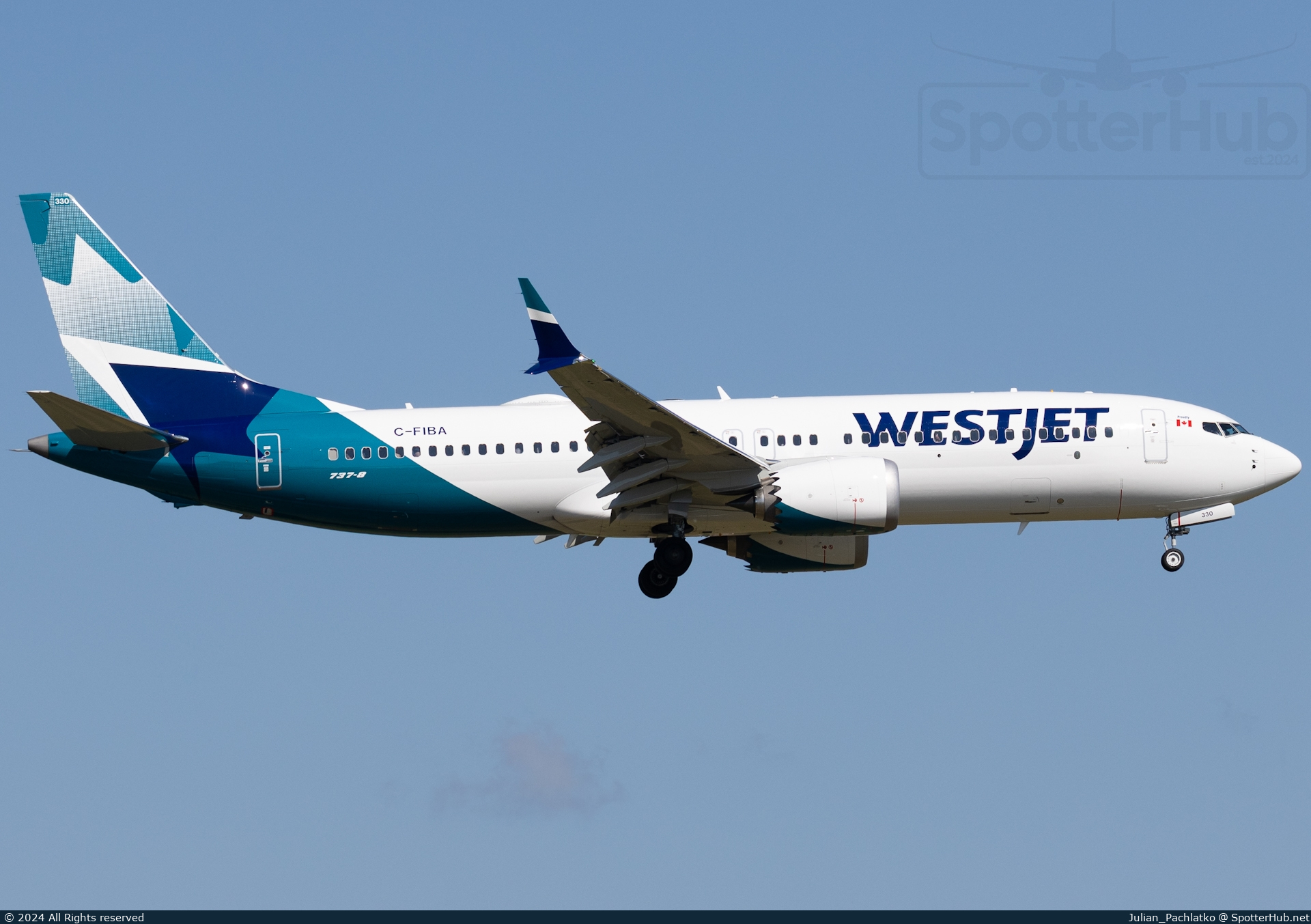Photo of C-FIBA - Boeing 737 MAX 8 operated by WestJet Airlines