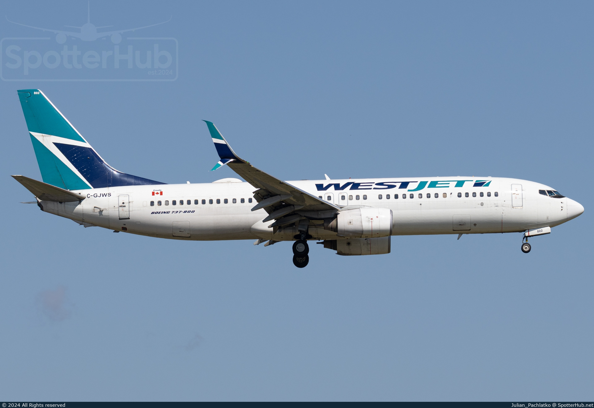 Photo of C-GJWS - Boeing 737-8CT operated by WestJet Airlines