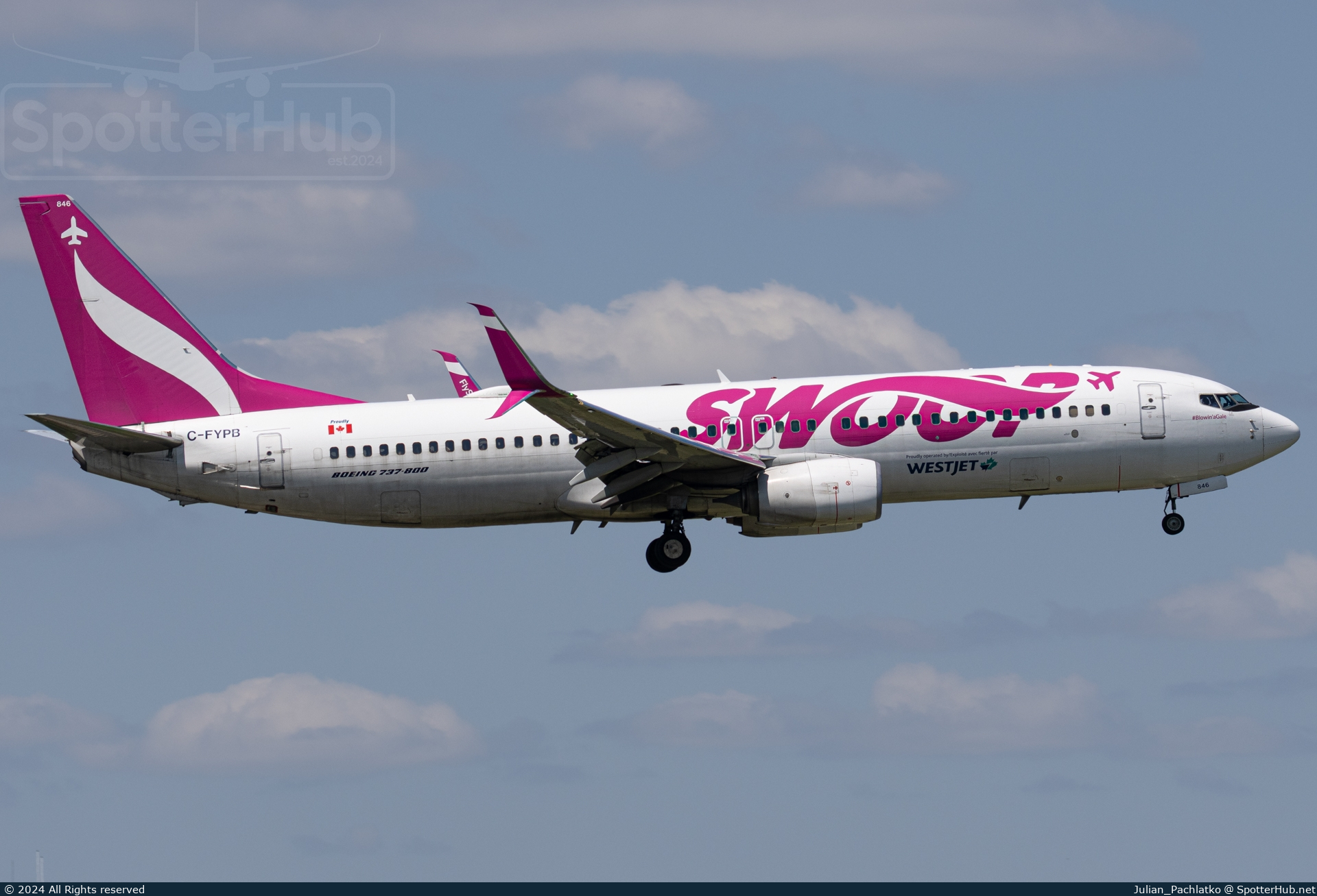 Photo of C-FYPB - Boeing 737-8CT operated by WestJet Airlines