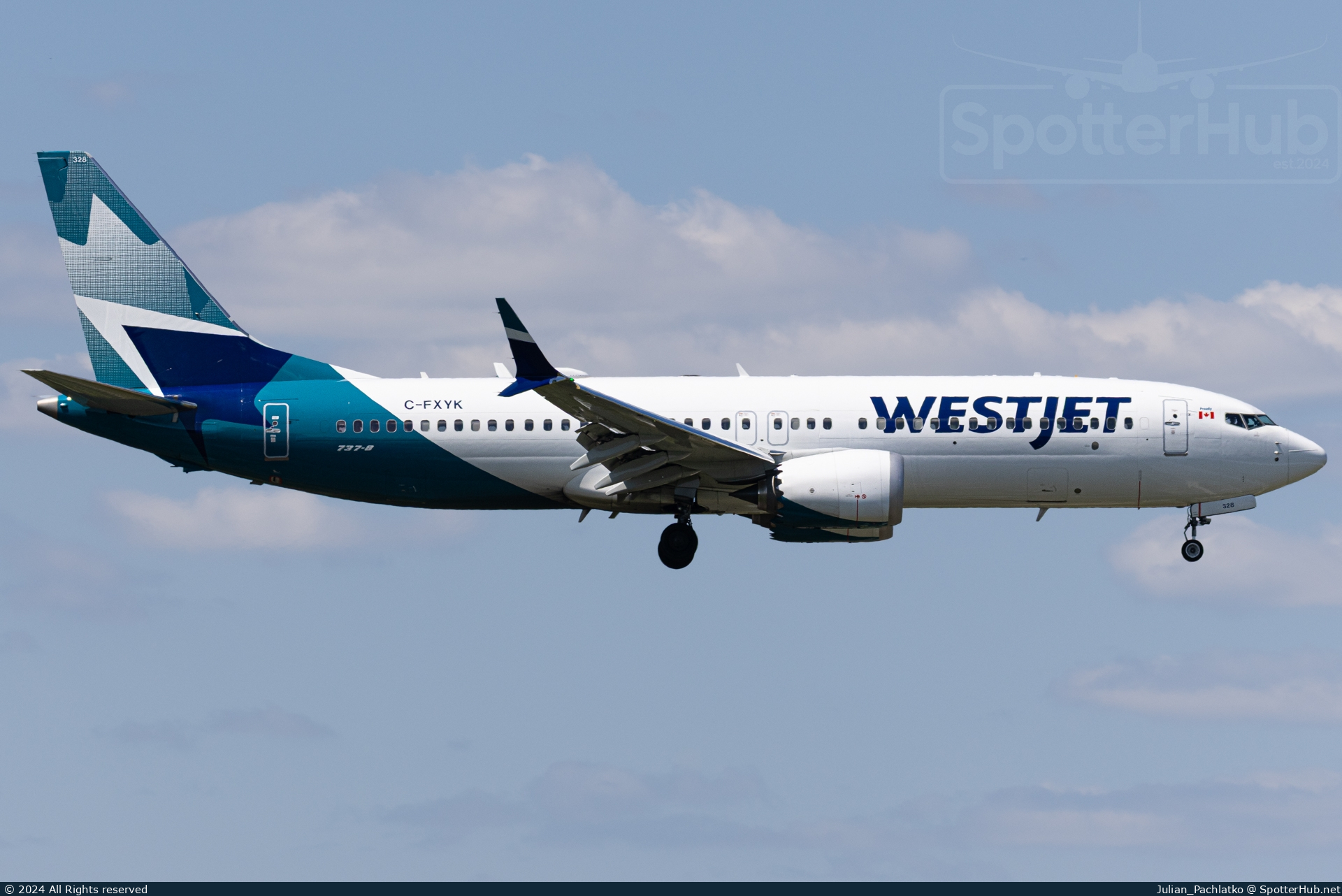 Photo of C-FXYK - Boeing 737 MAX 8 operated by WestJet Airlines
