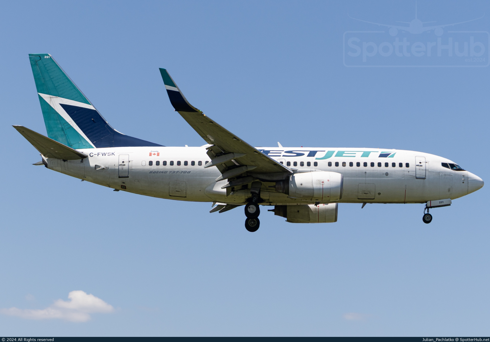 Photo of C-FWSK - Boeing 737-7CT operated by WestJet Airlines