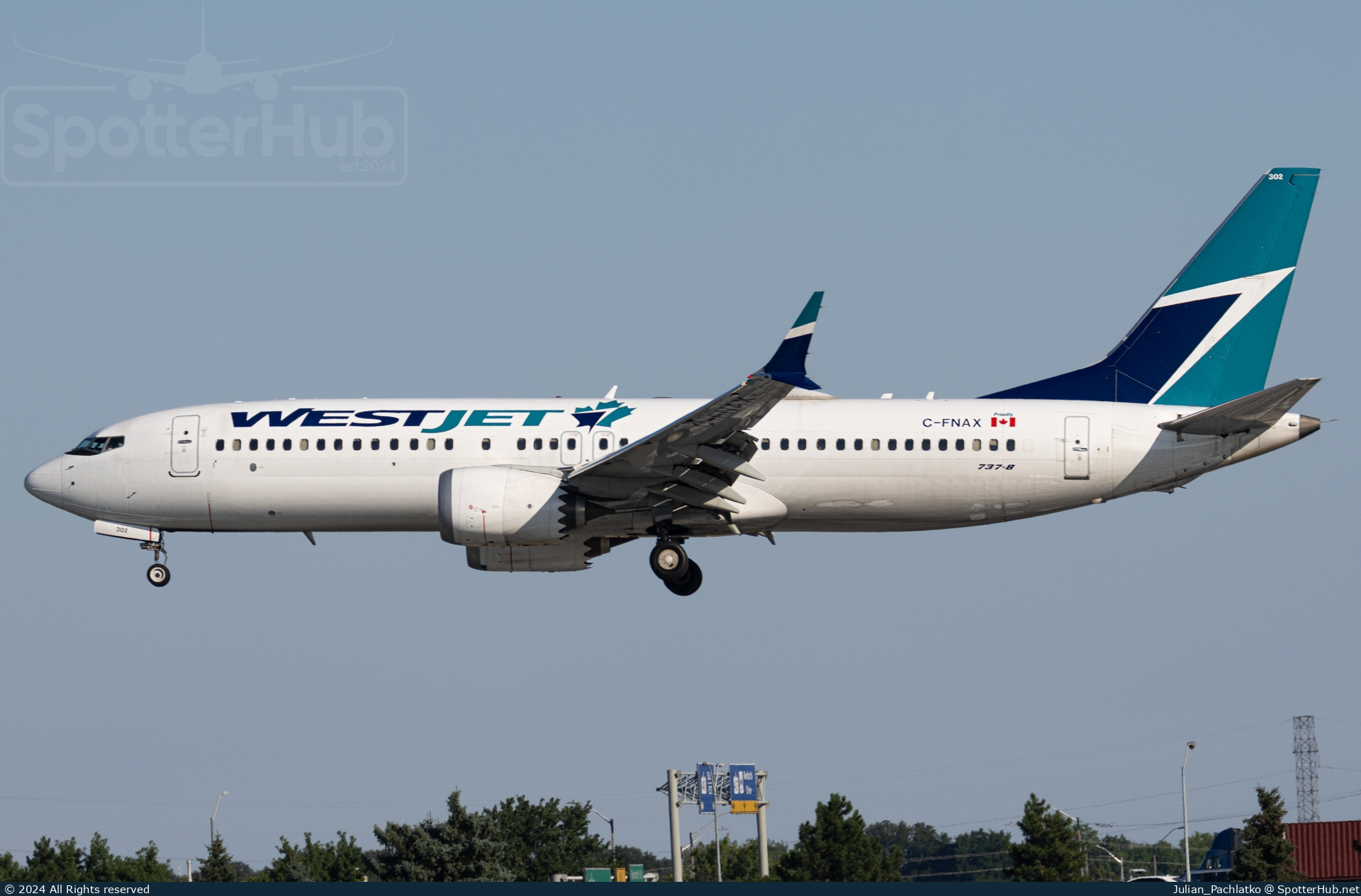 Photo of C-FNAX - Boeing 737 MAX 8 operated by WestJet Airlines
