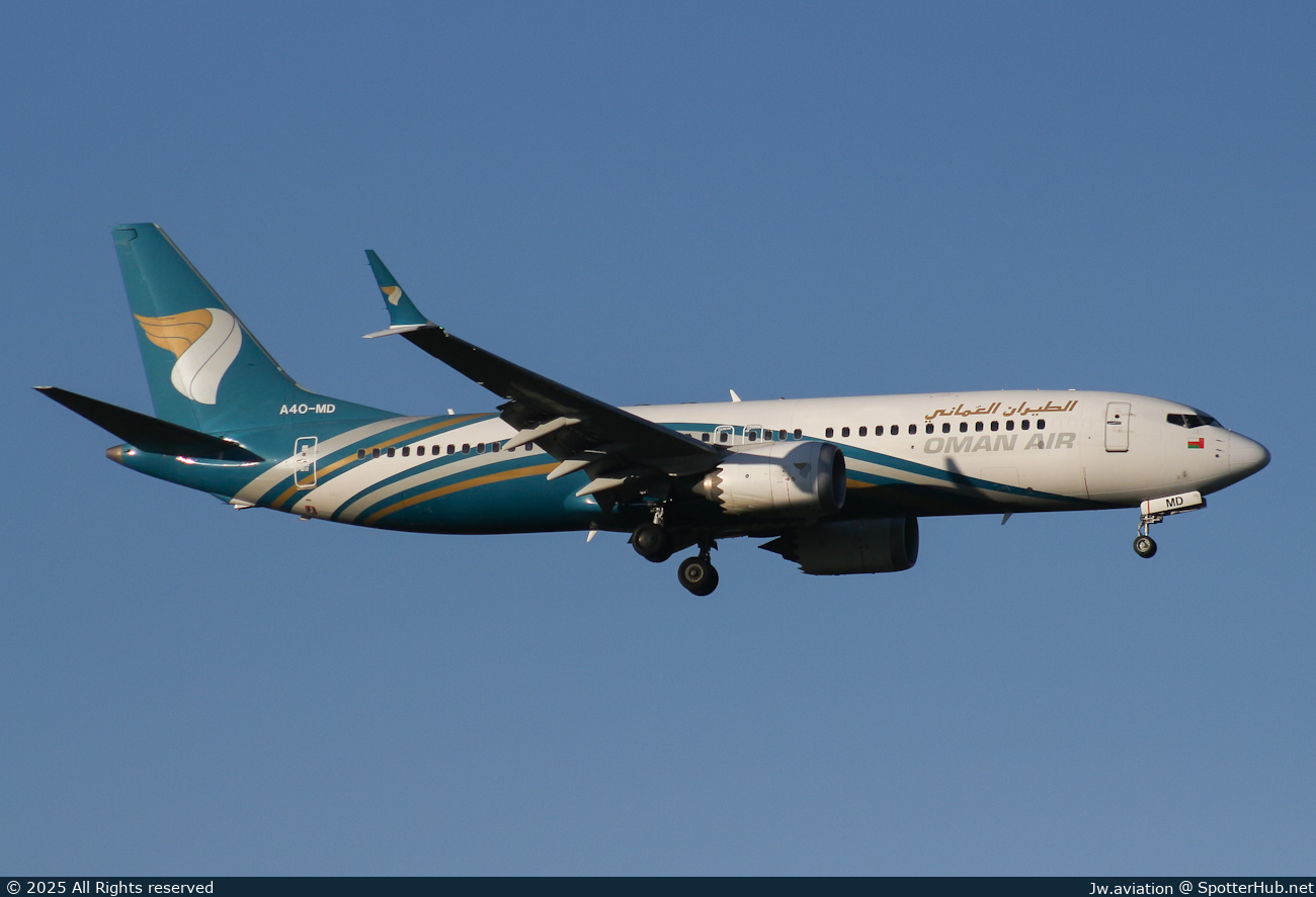 Photo of A4O-MD - Boeing 737 MAX 8 operated by Oman Air