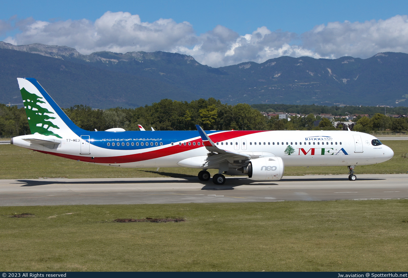 Photo of T7-ME3 - Airbus A321-271NX operated by MEA Middle East Airlines