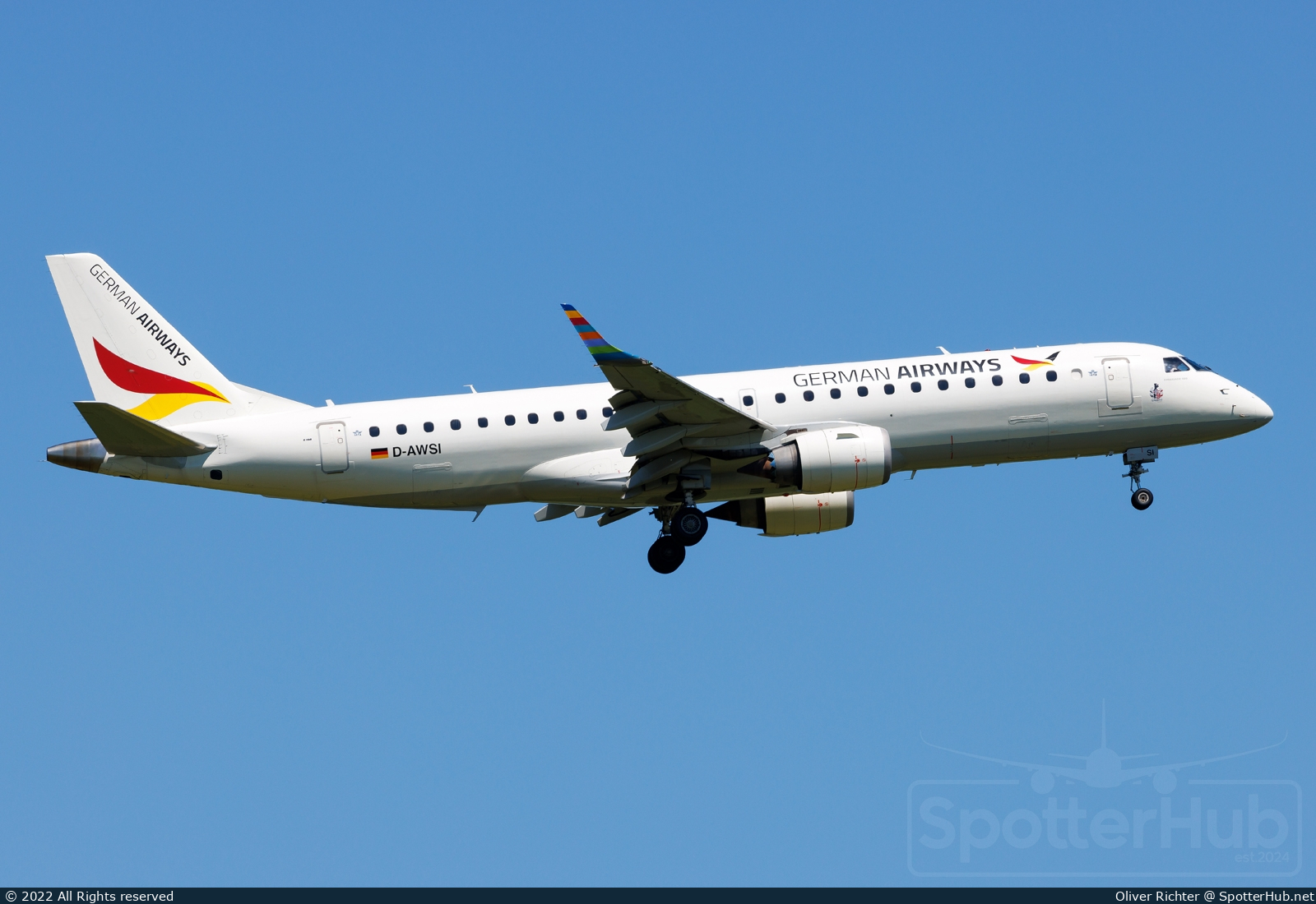 Photo of D-AWSI - Embraer ERJ-190LR operated by German Airways