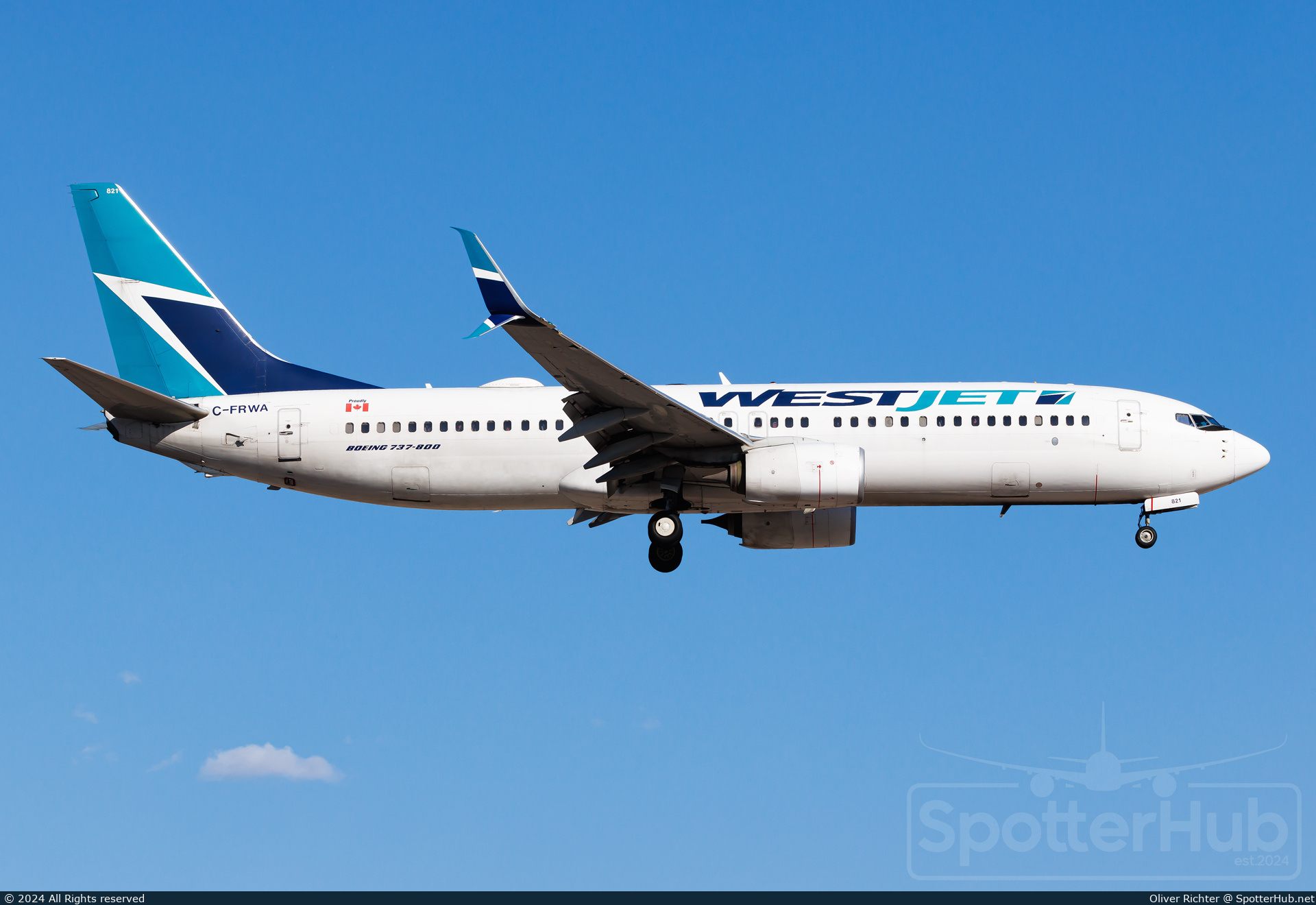 Photo of C-FRWA - Boeing 737-8CT operated by WestJet Airlines