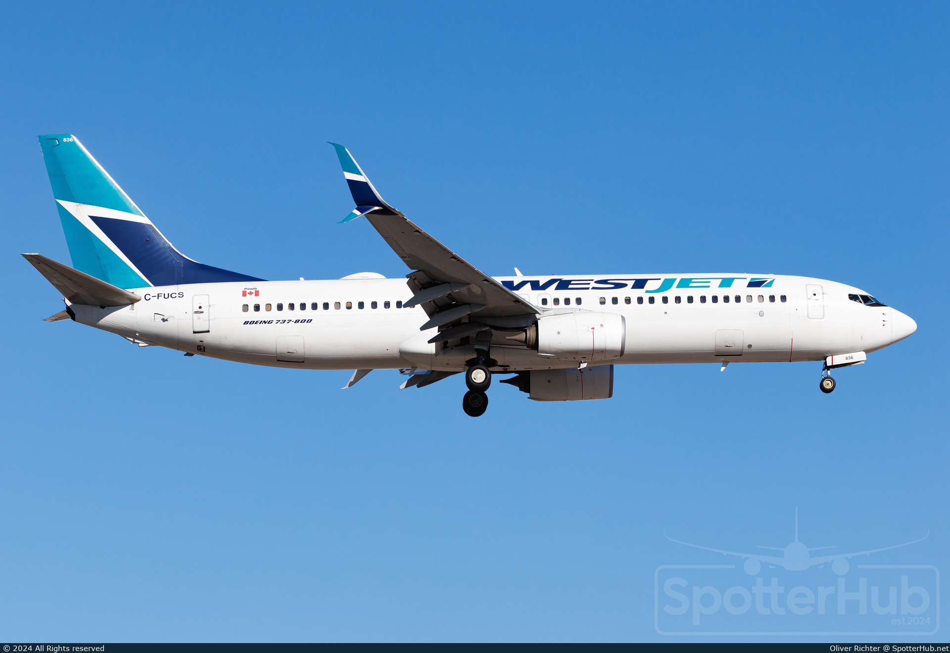 Photo of C-FUCS - Boeing 737-8CT operated by WestJet Airlines