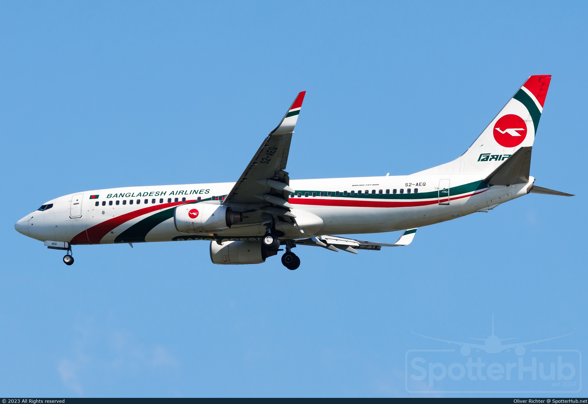 Photo of S2-AEQ - Boeing 737-8HO operated by Biman Bangladesh Airlines