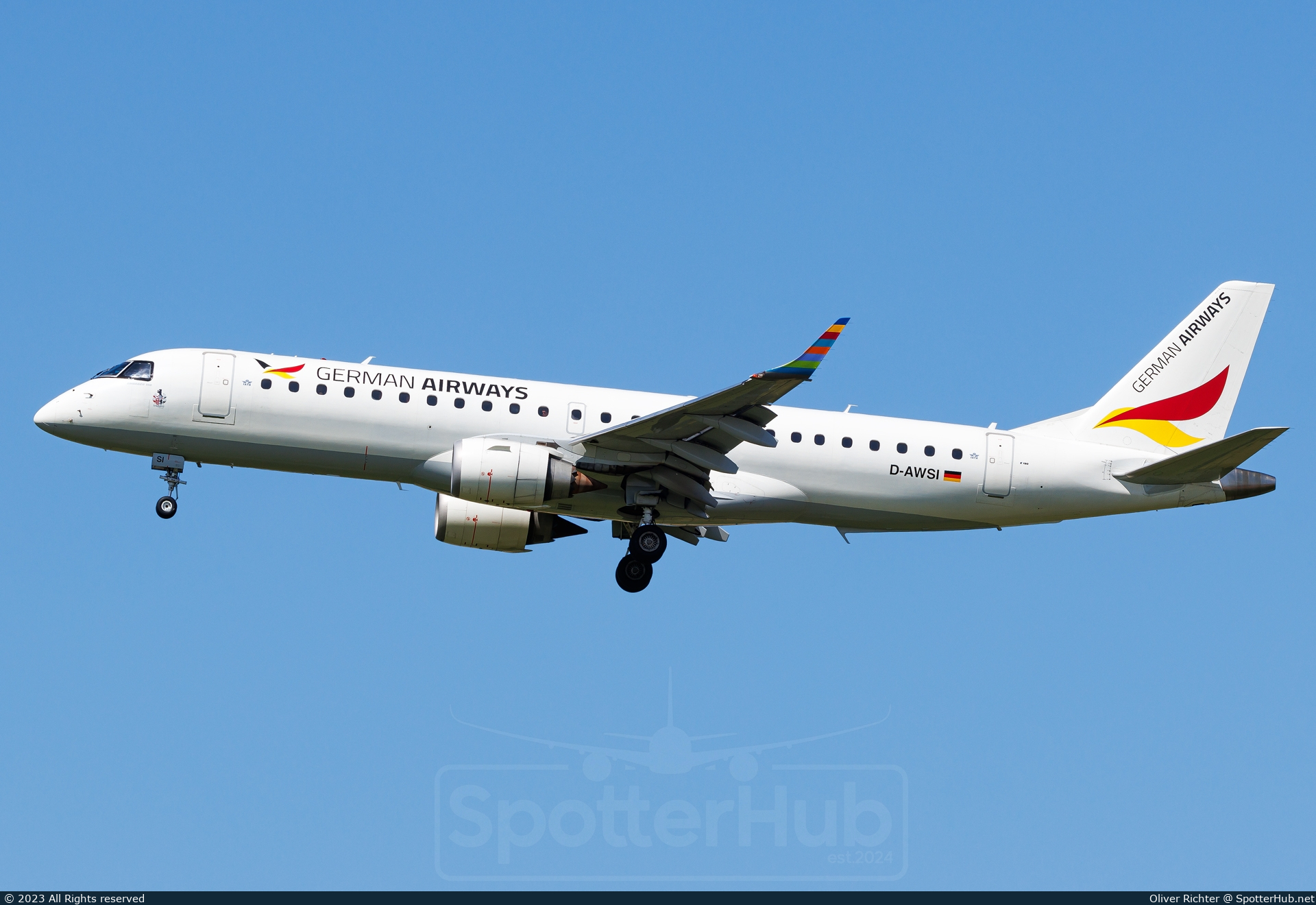 Photo of D-AWSI - Embraer ERJ-190LR operated by German Airways