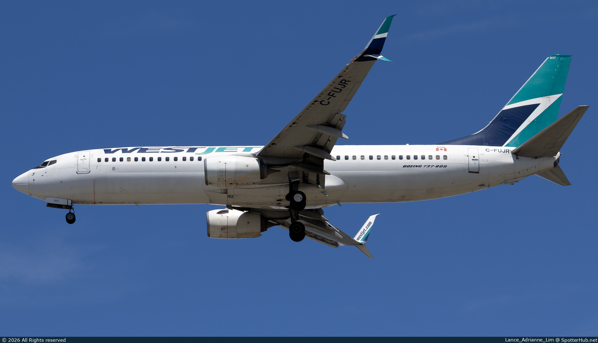 Photo of C-FUJR - Boeing 737-8CT operated by WestJet Airlines