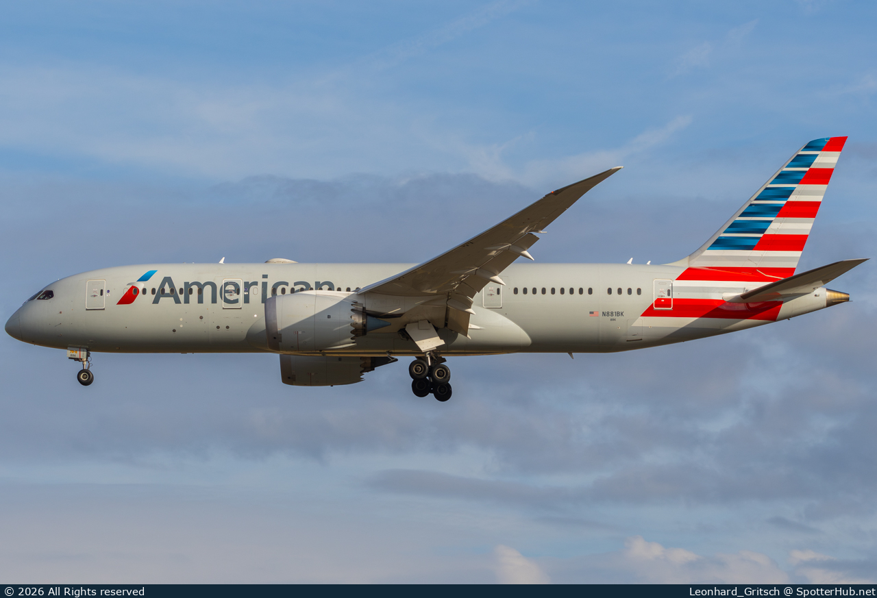 Photo of N881BK - Boeing 787-8 Dreamliner operated by American Airlines