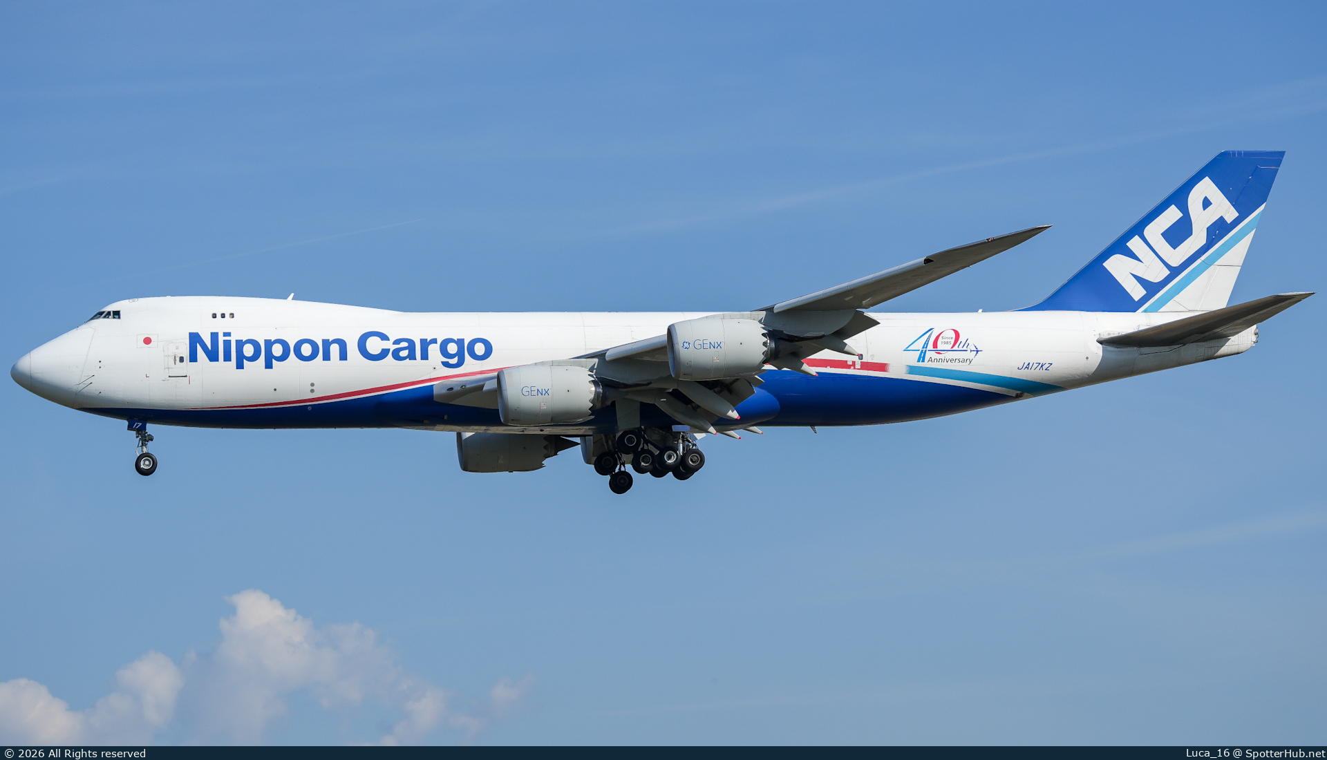 Photo of JA17KZ - Boeing 747-8KZF operated by Nippon Cargo Airlines