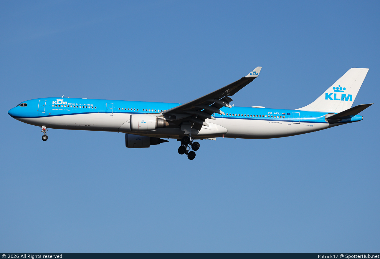 Photo of PH-AKD - Airbus A330-303 operated by KLM Royal Dutch Airlines