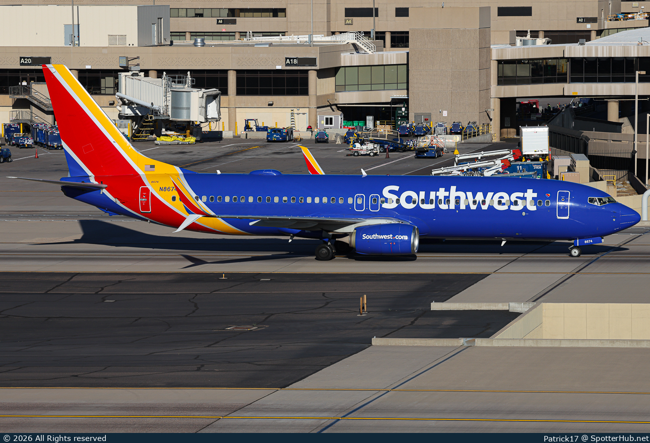 Photo of N8674B - Boeing 737-8H4 operated by Southwest Airlines