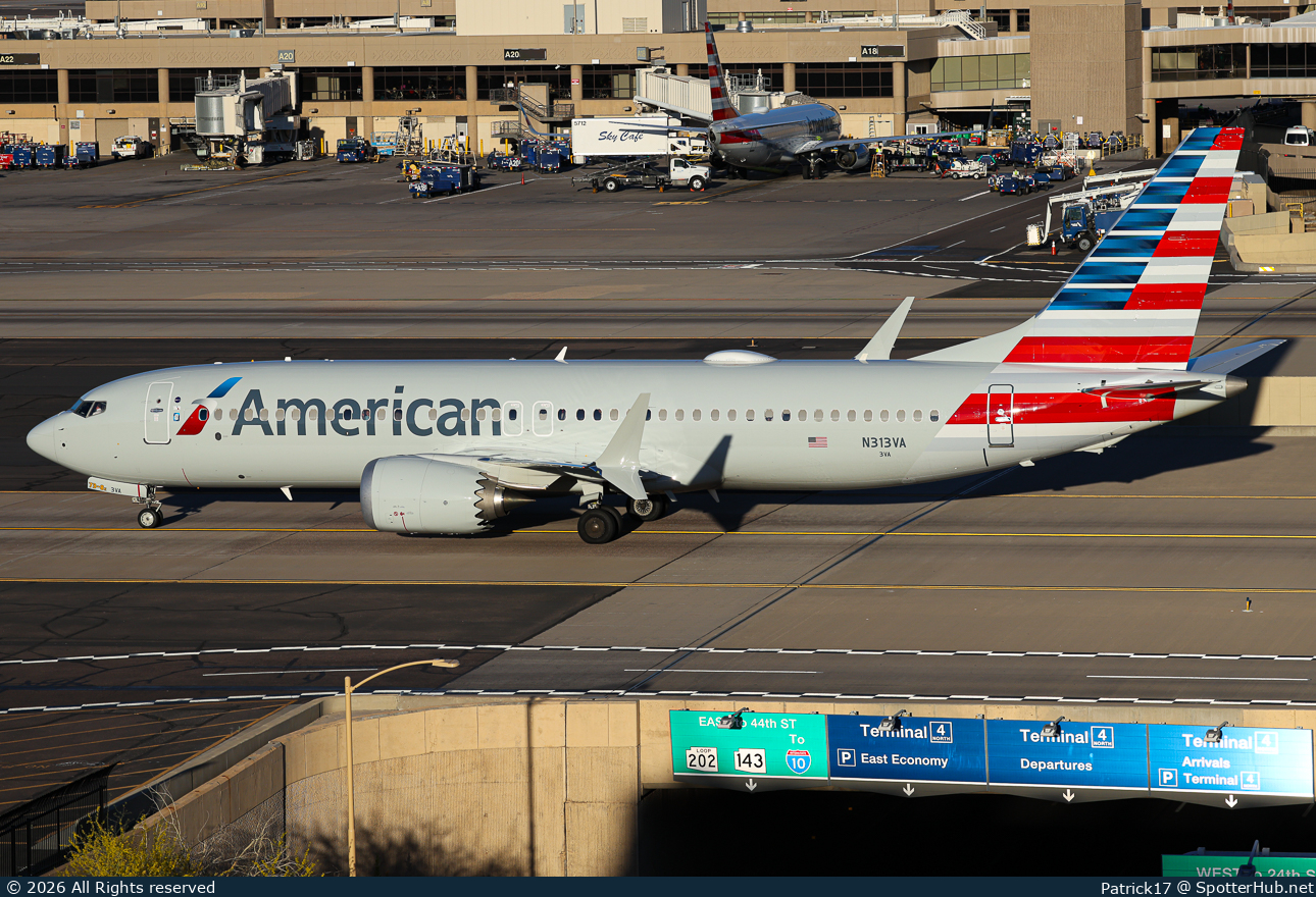 Photo of N313VA - Boeing 737 MAX 8 operated by American Airlines