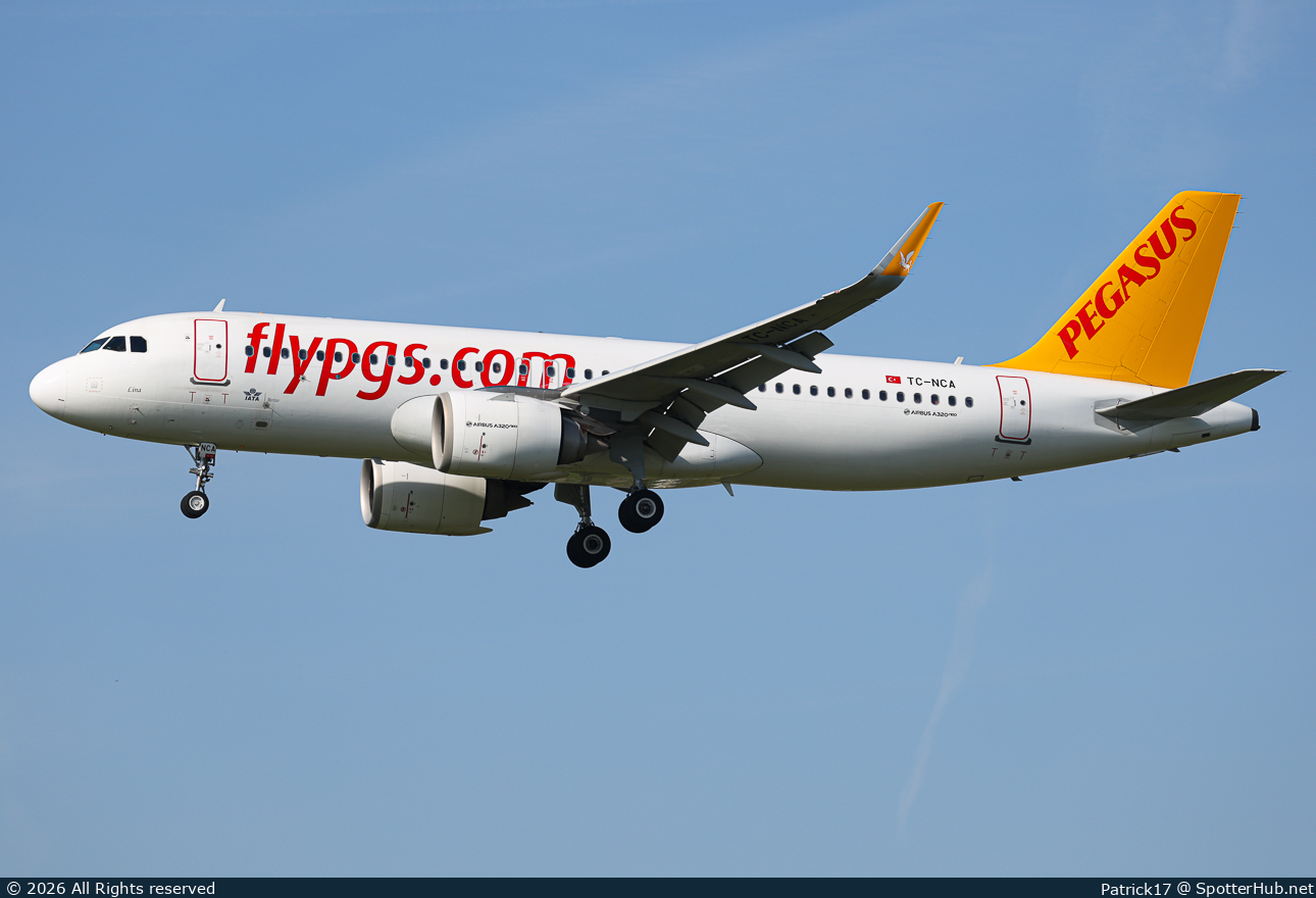Photo of TC-NCA - Airbus A320-251N operated by Pegasus Airlines