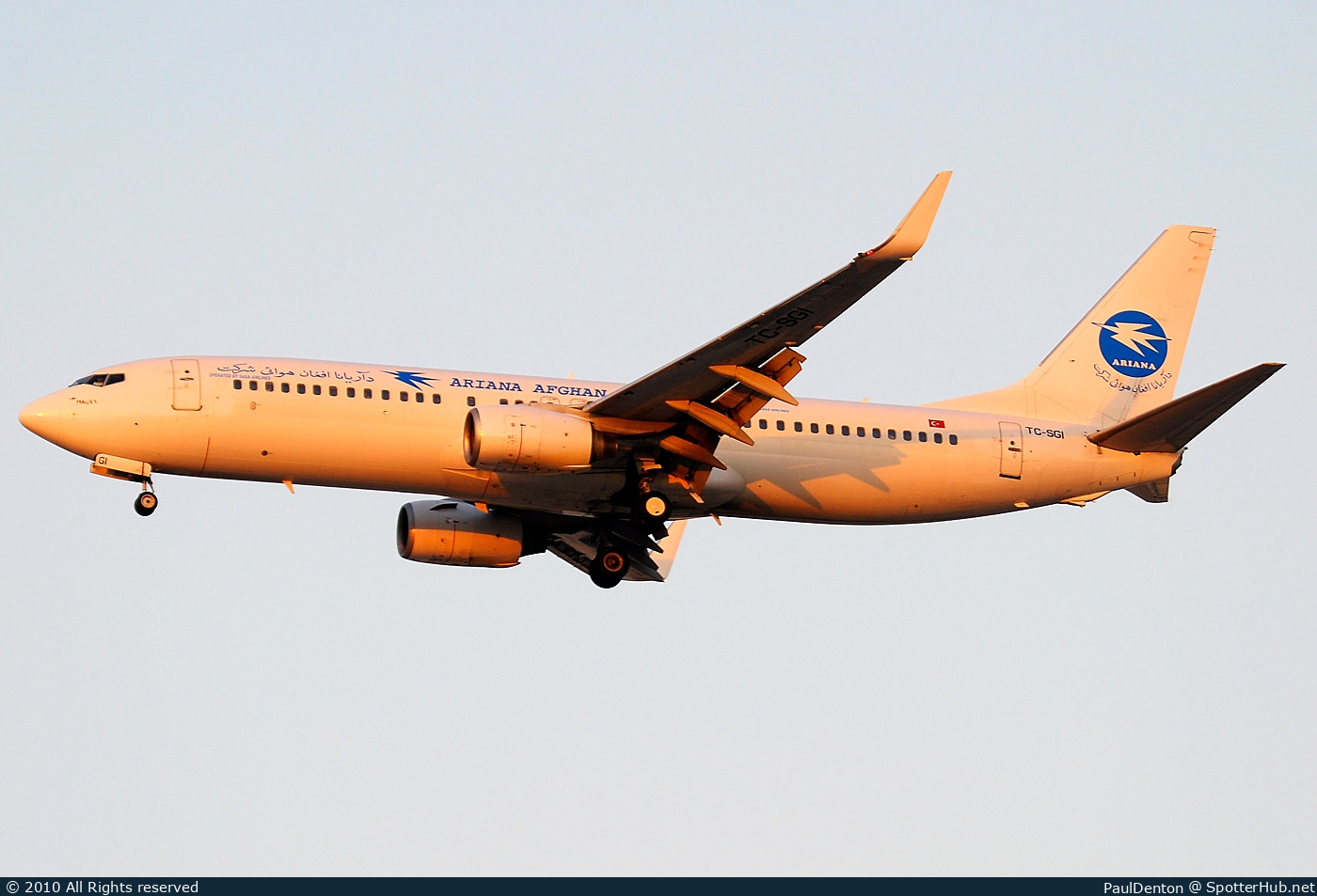 Photo of TC-SGI - Boeing 737-86J operated by Ariana Afghan Airlines (opb Saga Airlines)