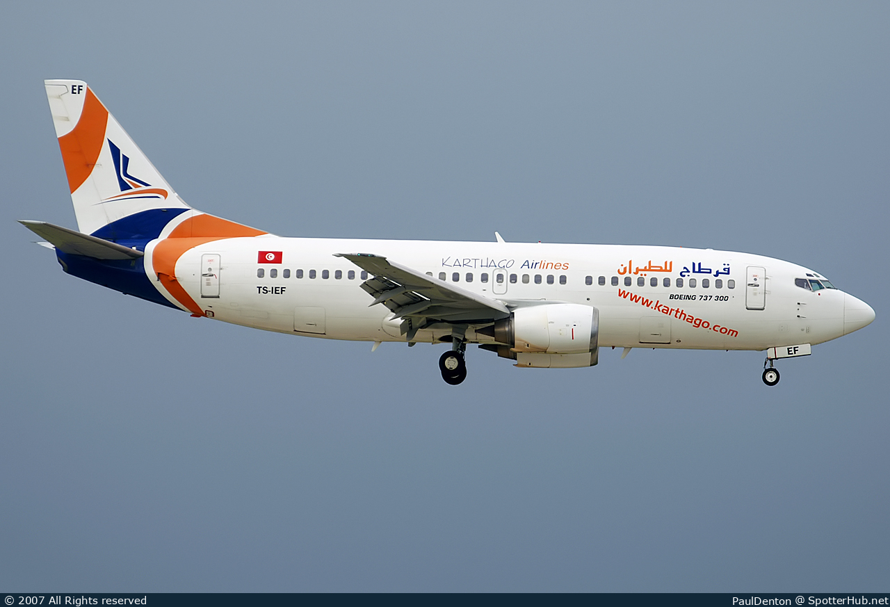Photo of TS-IEF - Boeing 737-3Q8 operated by Karthago Airlines