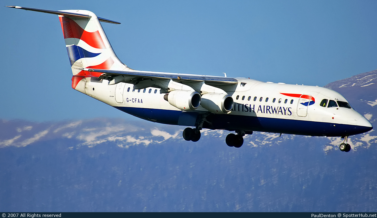 Photo of G-CFAA - British Aerospace Avro RJ100 operated by BA CityFlyer